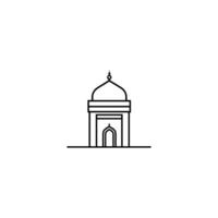 Building with a dome on top. It is a mosque. The building is white vector