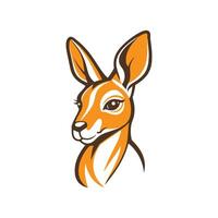 Cartoon of a kangaroo with a big orange ear. The kangaroo is smiling and looking at the camera vector