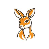 Cartoon of a kangaroo with a big orange ear. The kangaroo is looking at the camera vector