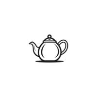 Simple black and white teapot sits on a white background vector