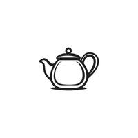 Black and white teapot with a lid. The teapot is sitting on a white background vector
