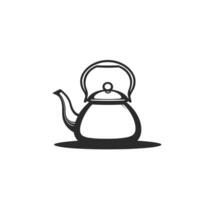 Black and white teapot with a handle, placed on a white background vector
