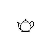 Black and white teapot with a white background. The teapot is sitting on a white surface vector