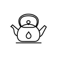 Simple black and white drawing of a teapot with a handle and spout vector