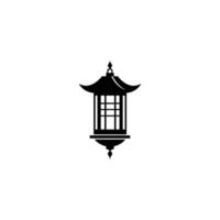 Black and white lantern with a white background. The lantern is a symbol of light and hope vector
