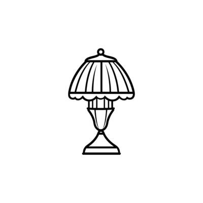 Lamp with a white shade sits on a white background. The lamp is a simple design with a white shade