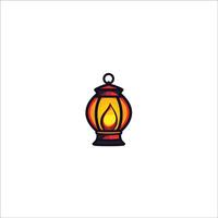 Small red lantern with a yellow flame is lit. The lantern is lit up vector
