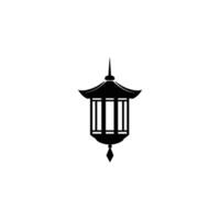 Black and white lantern with a pointed top. The lantern is sitting on a white background vector