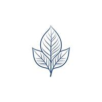 Blue leaf with three leaves on it. The leaves are drawn in a stylized way. The image has a calm vector