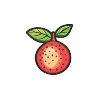 An apple with leaves on it vector
