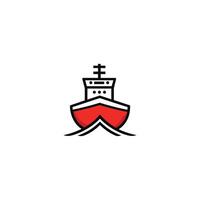 Red boat with a white stripe on the side. The boat is a symbol of travel and adventure vector