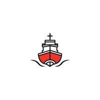 Red and white boat with a cross on the front is displayed on a white background vector
