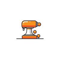 The image is a colorful cartoon drawing of a food processor with orange buttons and a white backgrou vector