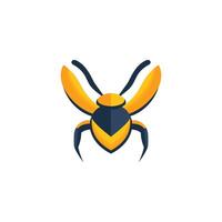 A yellow and black bug logo vector