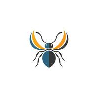 An insect logo with a black and orange design vector