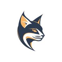 A cat head with a blue and orange color scheme vector