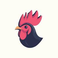 A rooster head with pink feathers on a white background vector