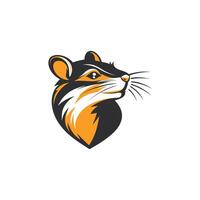 A rat head with a black and orange color scheme vector