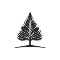 Tree with a black trunk and green leaves. The tree is tall and has a lot of branches vector