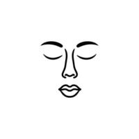 Black and white drawing of a woman's face with a lip line. The drawing is simple and minimalistic vector