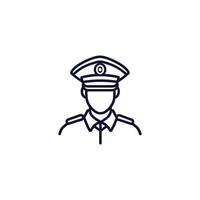 Man in a military uniform with a hat and a badge. The image is black and white vector