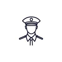 Man in a uniform with a badge on his hat. He is wearing a tie and has a sword in his hand vector