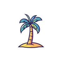 Cartoon drawing of a palm tree on a white background. The tree is tall vector