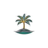Palm tree is on a white background. The palm tree is surrounded by water vector