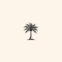 Palm tree is drawn in black and white on a white background. The tree is small vector