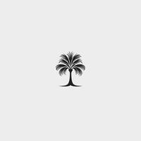 Black and white drawing of a palm tree. The tree is the main focus of the image vector