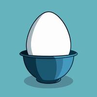 Minimalistic Egg in Bowl Against a Vibrant Green Background vector