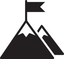 Mountain black and white clipart with flag on the top vector