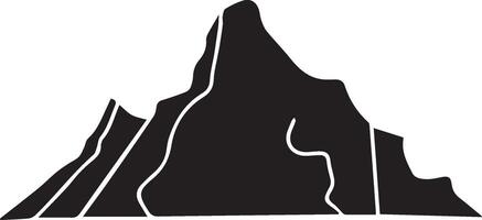 Mountain Outline Illustration with Natural Elements in Monochrome Design vector
