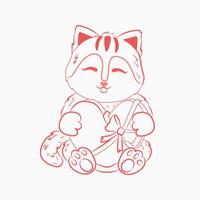 Simple Line Art of Cat Holding a Heart vector