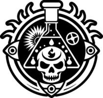 A solid icon of alchemist laboratory symbol vector