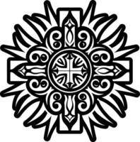 A glyph style icon of solar cross symbol vector