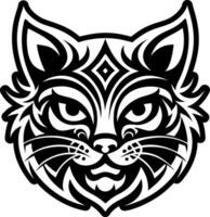 Black cat face icon in glyph style vector