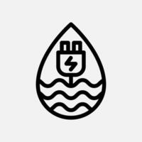 Water energy and charging icon line, free energy, ecology, renewable and green energy concept. Linear and lineart icon. vector