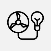 turbine and bulb lamp icon line, free energy, ecology, renewable and green energy concept. Linear and lineart icon. vector