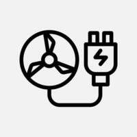 turbine and charge icon line, free energy, ecology, renewable and green energy concept. Linear and lineart icon. vector