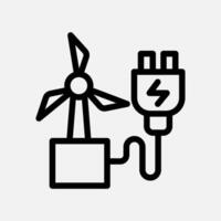 windmill charge icon line, free energy, ecology, renewable and green energy concept. Linear and lineart icon. vector