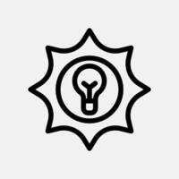 sun energy and bulb lamp icon line, free energy, ecology, renewable and green energy concept. Linear and lineart icon. vector