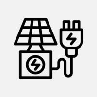 solar energy charging icon line, free energy, ecology, renewable and green energy concept. Linear and lineart icon. vector