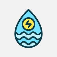 Water energy icon Flat line color, free energy, ecology, renewable and green energy concept. Line and flat color icon. vector
