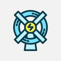 Windmill icon Flat line color, free energy, ecology, renewable and green energy concept. Line and flat color icon. vector