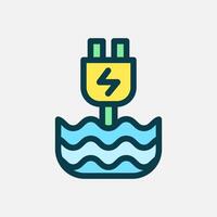 Charge water energy icon Flat line color, free energy, ecology, renewable and green energy concept. Line and flat color icon. vector