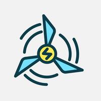 turbine wind energy icon Flat line color, free energy, ecology, renewable and green energy concept. Line and flat color icon. vector