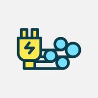 wind and charging icon Flat line color, free energy, ecology, renewable and green energy concept. Line and flat color icon. vector