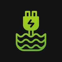 Charge water energy icon Glyph color, free energy, ecology, renewable and green energy concept. Solid with Gradient color icon. vector