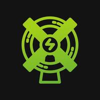 Windmill icon Glyph color, free energy, ecology, renewable and green energy concept. Solid with Gradient color icon. vector
